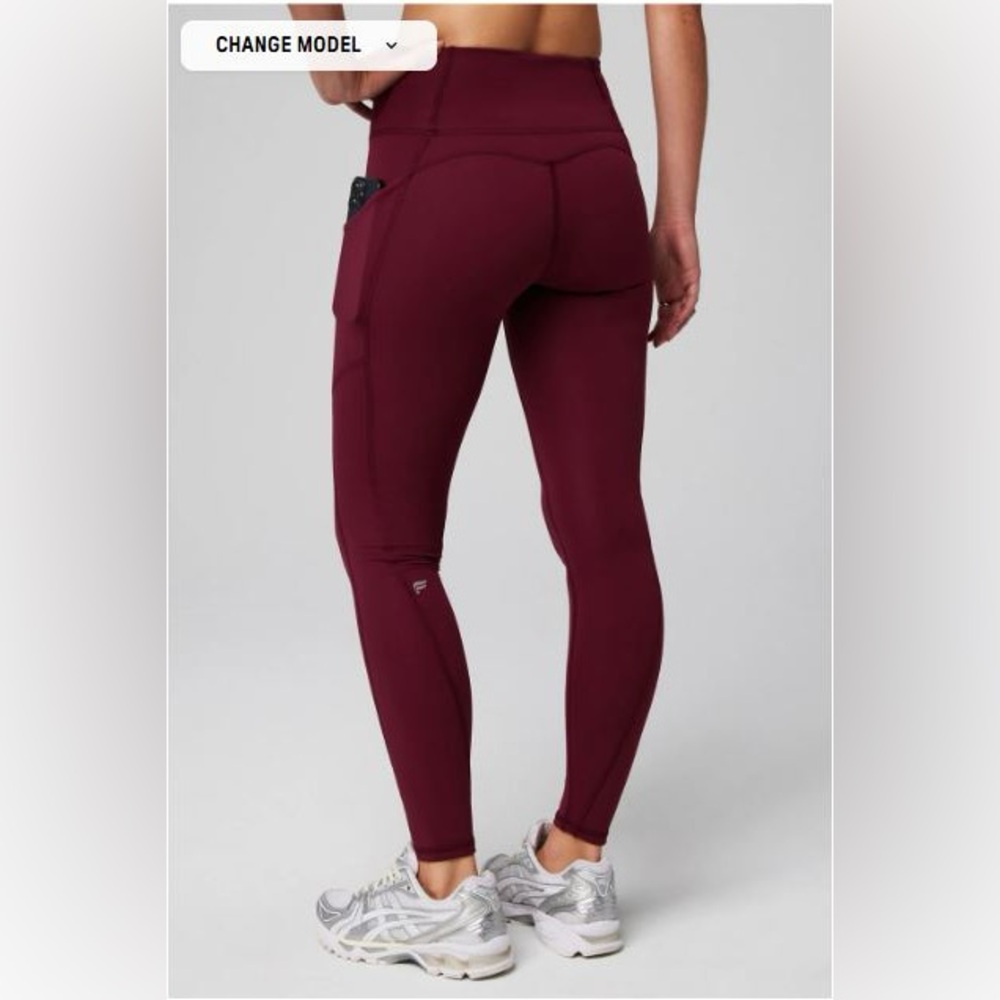 NWT- Fabletics PureLuxe HW Pocket Full length Leggings -MERLOT (27” inseam) - Picture 9 of 11